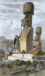 Jean-Francois Galaup, Comte de La Perouse on Easter Island during his Asiatic voyage by Unknown artist