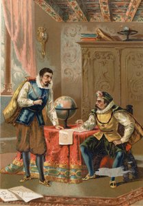 Johannes Kepler (Keppler) (1571 - 1630) with Tycho Brahe (1546-1601), Astronomers, Prague in 1600 - After La Ciencia y sus Hombres by Louis Figuier, Barcelona 1881