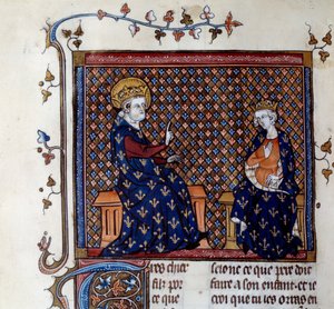 King Louis IX (1214-1270) teaches the master of king to his son, future Philip III