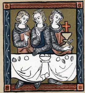 Arthurian Legend: Galahad, Perceval and Bohort with the Holy Grail. In 