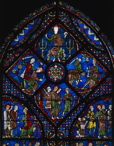 Life of St James the Greater, upper section of the window, stained glass window, Chartres Cathedral by Unknown artist