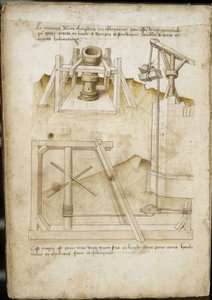 Load elevation system for construction site - Manuscript: parchment sheet of an engineer