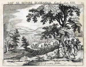 Loth Separates from Abraham - Bible, Engraving by Unknown artist