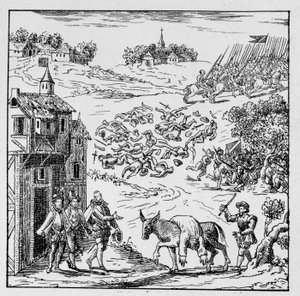 Louis I of Bourbon, Prince of Condé (1530-1569) was killed in battle and his body, put on an ass, was brought to Jarnac, exposed to the sight of the whole army and then sold to the Duke of Longueville, his brother-in-law who had him carried by Unknown artist
