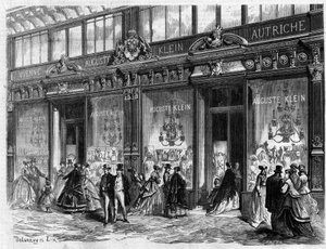Luxury in Paris: Opening of the store of Auguste Klein Boulevard des Capucines. Engraving in 