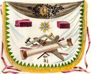 Masonic Apron Depicting Symbols of Freemasonry