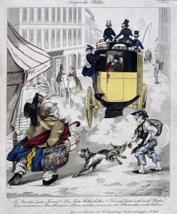 Man missing the Omnibus. Cartoon made around 1840