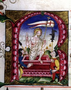 Manuscript of a liturgical song. Miniature representing the resurrection. 15th century by Unknown artist