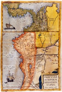 Map of Colombia and Peru. 1590. by Unknown artist