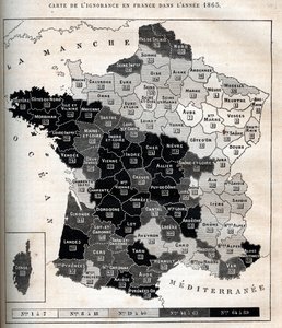 Map of ignorance in France in 1865 by Unknown artist