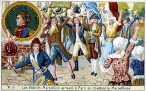 Marseille Federates Arrive in Paris Singing Marseillaise - Chromolithograph, Late 19th Century