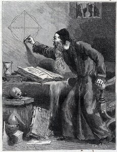 Mathematics and Geometry: Scientific researcher of the quadrature of the circle in the 16th century. Engraving in 