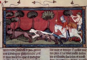 Miniature Fox Hunt from the Book of King Modus and Queen Ratio by Henri de Ferrieres