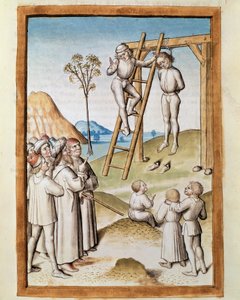 Miniature Hanging Scene from a German Translation of the Fables of Kalila and Dimna by Bidpai (1480) by Unknown artist