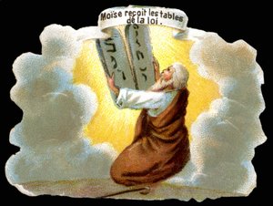 Moses receives the tables of the law (10 commandments) by Unknown artist