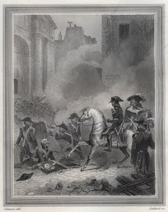 Napoleon Crushing Royalist Rebellion - Napoleon Bonaparte Commanding Revolutionary Troops in Street Fighting on 13 Vendemiaire (5 October)