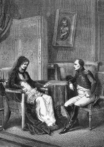 Napoleon I consulting his mother, Laetitia Bonaparte, before leaving Elba Island in 1815