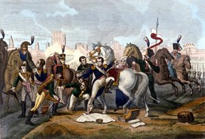 Napoleon I Wounded in Front of Regensburg on 23 April 1809 (engraving 19th century) by Unknown artist
