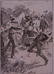 Ned Kelly kills Police Constable Lonigan at Stringybark Creek in 1878 by Unknown artist