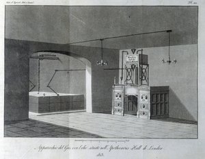Oil gas apparatus located at the Apothicaries Hall in London. Plate taken from Revue d