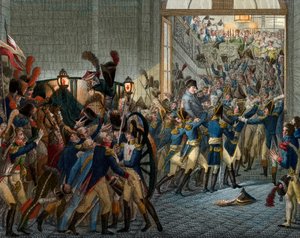 One hundred days: Napoleon Bonaparte returned from his exile on the island of Elba - triumphant entry on 20 March 1815 at the Palais des Tuileries - Engraving 19th century by Unknown artist