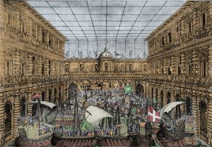 Orazio Scarabelli, Naval Battle Show (naumachia) rises in the courtyard of the Palazzo Pitti in Florence by Unknown artist