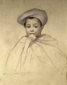 Original portrait used as a logo for the boxes of cookies LU