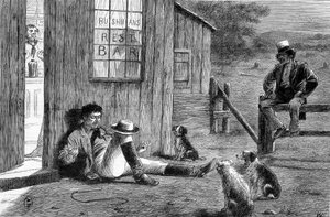 Outside a bush tavern in Australia by Unknown artist