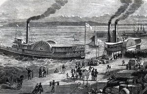 Paddle steamers at the Levee by Unknown artist