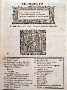 Page from Amfiparnaso Madrigal Comedy by Orazio Vecchi by Unknown artist