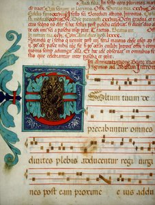 Page illuminated with a code of Gregorian songs by Unknown artist