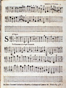 Page of musical score of Balletti, correnti alla francese opus 3 by Giovanni Battista Vitali