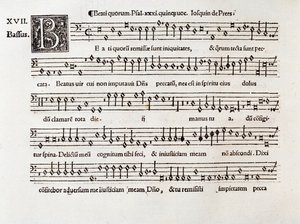 Page of Musical Score of Beati Quorum Psalm XIII by Willaert (1538)