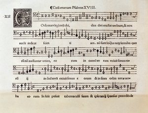 Page of musical score of Coeli enarrant psalm XVIII by Willaert (1538)