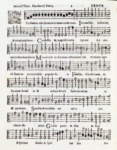 Page of Musical Score of Confitebor Tibi Domine Psalm Dedicated to Palestrina by Costanzo Porta