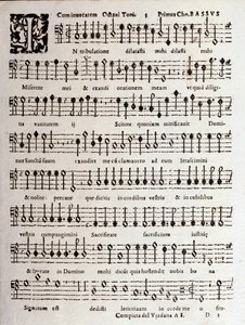 Page of musical score of Psalms (op 16) by Ludovico Viadana