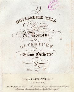 Page of musical score of the overture of William Tell, opera by Gioacchino Rossini