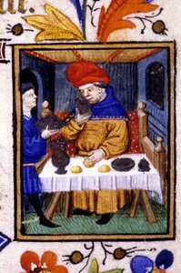 Performance of the Month of January. A Servant Puts Food on His Master