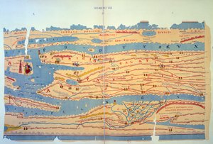Peutinger Table Representing the Roman Ways in Egypt and Turkey. Road Map of the 13th Century Based on a Map of the Roman Empire of the 3rd Century by Unknown artist