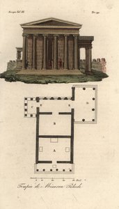 Plan and Elevation of the Erechtheion or Erechtheum, Temple of Neptune, Temple of Minerva Polias with Porch of the Caryatids, and Temple of Pandrosus or Pandrosion by Unknown artist