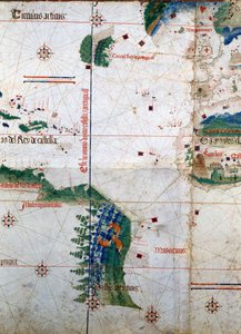 Planisphere of Cantino: Map of Alberto Cantino from 1502 representing the boundary line imposed by the Treaty of Tordesillas (1494) between Portuguese and Spanish America. Biblioteca Estense, Modena by Unknown artist