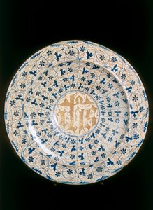 Plate with crystalized monogram, Valencia manufacture by Unknown artist
