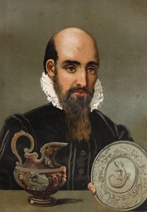 Portrait of Bernard Palissy (1510 - 1589). Chromolithography of the end of the 19th century. based on 