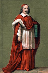 Portrait of Cardinal Jules Mazarin (Giulio Raimondo Mazzarino or Mazarino) (1602-1661) (engraving of 1854)