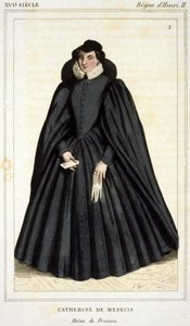 Portrait of Catherine de Medici (1519 - 1589), engraving early 19th century