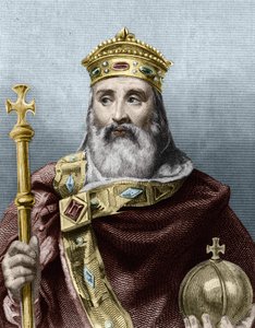 Portrait of Charlemagne (742 - 814), King of France - in Histoire des Français by Lavallée, engraving, sd.