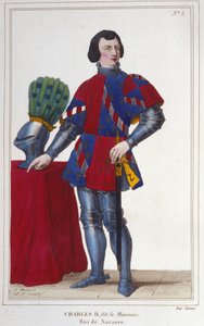 Portrait of Charles II the Evil, King of Navarre (1332-1387) (engraving of 1830)