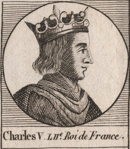 Portrait of Charles V the Wise (1338-1380), King of France - engraving from 