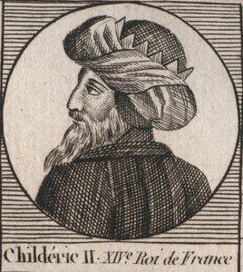 Portrait of Childeric II, King of the Franks from 670 to 673 - engraving from 