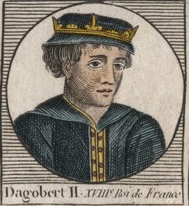 Portrait of Dagobert II, King of the Francs from 711 to 716 - engraving from 